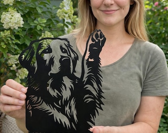 Personalized Golden Retriever Metal Wall Art, Custom Dog Name Sign, Golden Retriever Wall Decor, Gift for Dog Lover