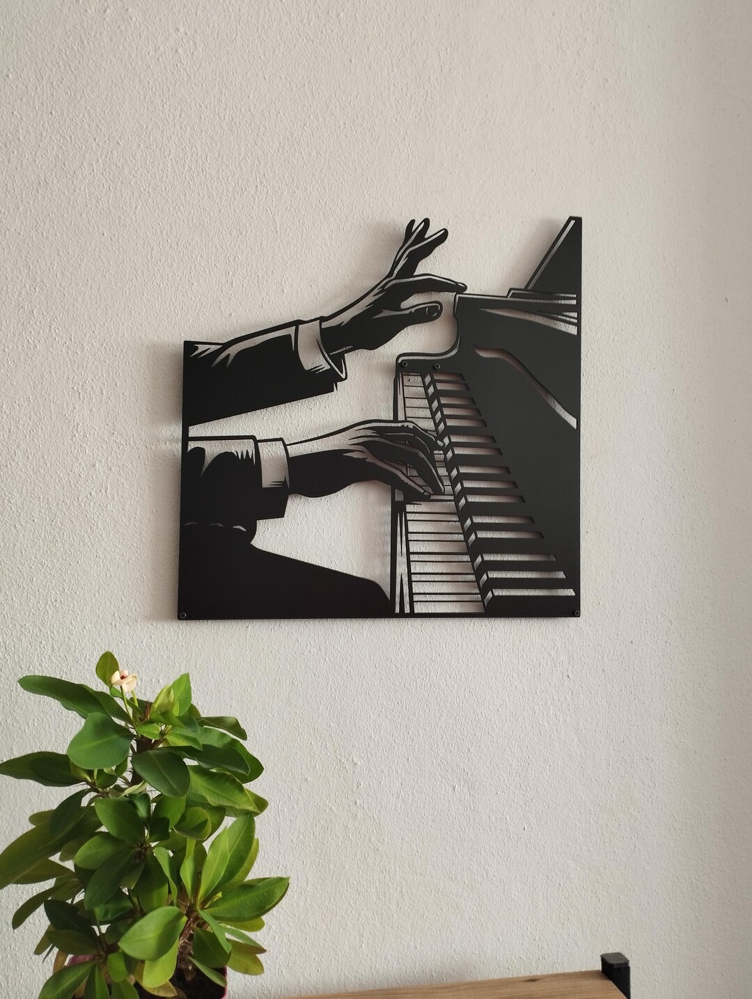 Piano Player Metal Wall Art, Piano Keyboards Decor, Modern Art for ...