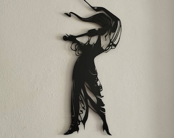 Virtuoso Woman Metal Wall Art,Music Room Decor,Classic Music Wall Sign,Jazz Music Decor,Living Room Decor,Violin Wall Art,Music Lover Gifts