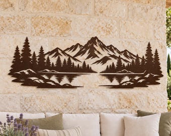Metal Rusted Mountain Wall Art, Rusty Landscape Decor, Country House Decor, Best Home Gift, Large Decor Gift