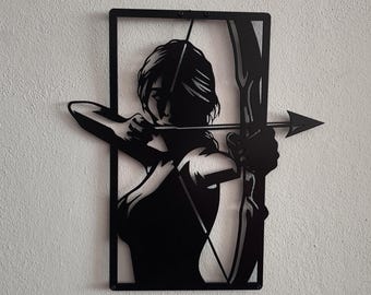Archer Woman Metal Wall Decor, Woman Archer Wall Art, Bowman Wall Decor, Woman Warrior Wall Decor, Woman with Arrow Decor, Woman Warrior Art