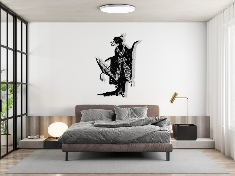 Japanese Metal Wall Artjapan Metal Wall Artjapanese Woman Etsy