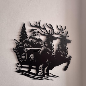 Santa Claus Metal Wall Art, Christmas Metal Wall Decor, Christmas Craft Housewarming Gifts