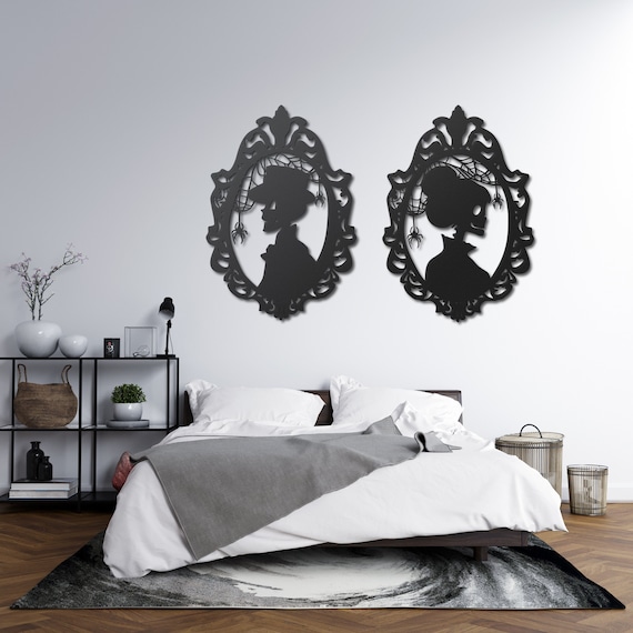Mr & Mrs Skeleton Halloween Decor, Halloween Metal Sign, Halloween Gifts, Halloween Bathroom Decor, Halloween Metal Mirror Decor