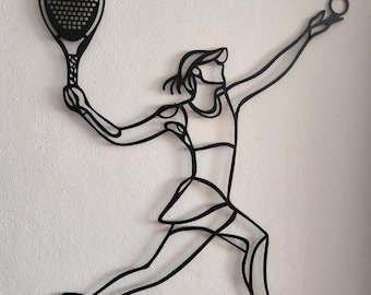 Woman Tennis Player Metal Wall Art, Tennis Lover Gift, Home Gym Decoration, Tennis Wal Decor, Unique Gift for Tennis Lovers