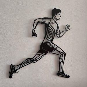 Running Athlete Metal Wall Art – Minimalist Sports Decor for Home and Gym – Fitness Runner Gift - Athlete Man Wall Decor - Runner Gifts