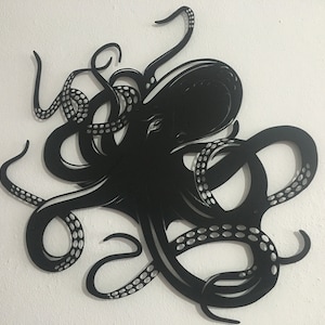 Octopus Metal Wall Art,Metal Wall Sculpture For Bedroom,Above Bed Decor,Gifts for Octopus Lover,Octopus Art Home Decor,Octopus Sign Decor
