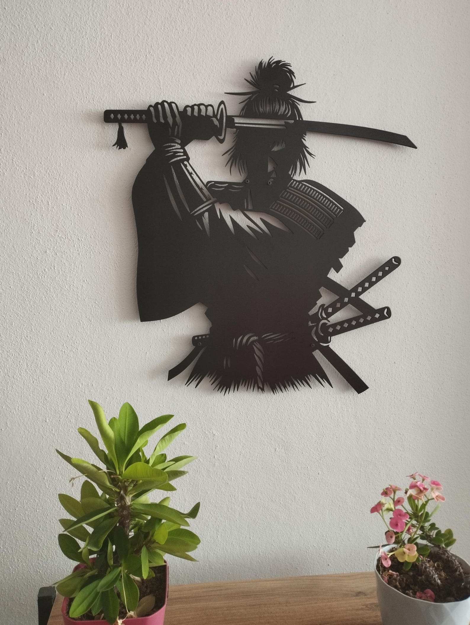 Samurai Metal Wall Decor, Samurai With Katana Wall Art, Japanese Decor ...
