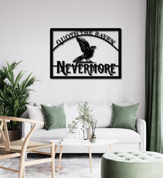 Quoth the Raven 'Nevermore' Metal Wall Art, Edgar Allan Poe Quote, The Raven Poem Metal Wall Art, Gothic Home Décor, Literary Gift