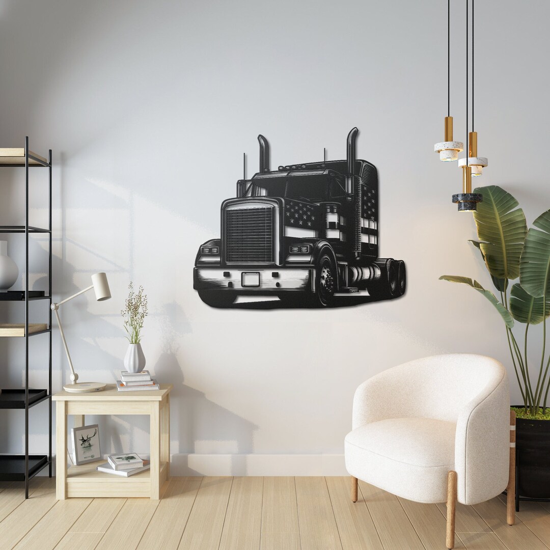 Semi Truck Metal Wall Decor, Freightliner Metal Sign, Truck Metal Wall