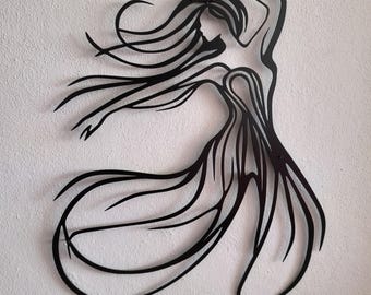 Minimalist Dancing Woman Metal Wall Art - Modern Decor for Living Room - Dancing Girl Wall Decor - Dancing Woman Wall Decor - Bedroom  Decor