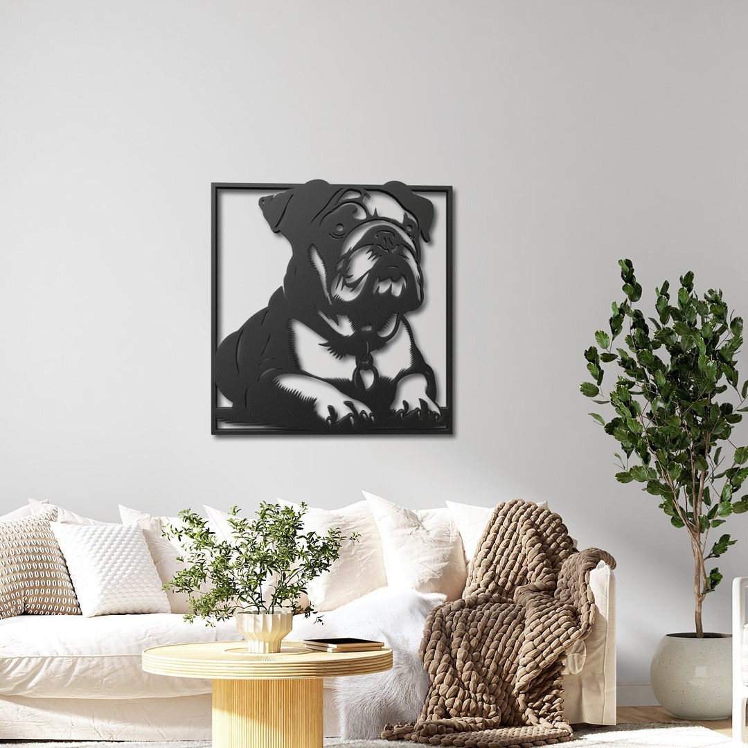 Bulldog Metal Wall Art, Bulldog Portrait Wall Decor, Dog Lover Gift