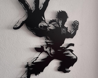 Karete Man Metal Wall Art, Dojo Wall Decor, Karete Fighter Metal Wall Decor, Man Cave Decor