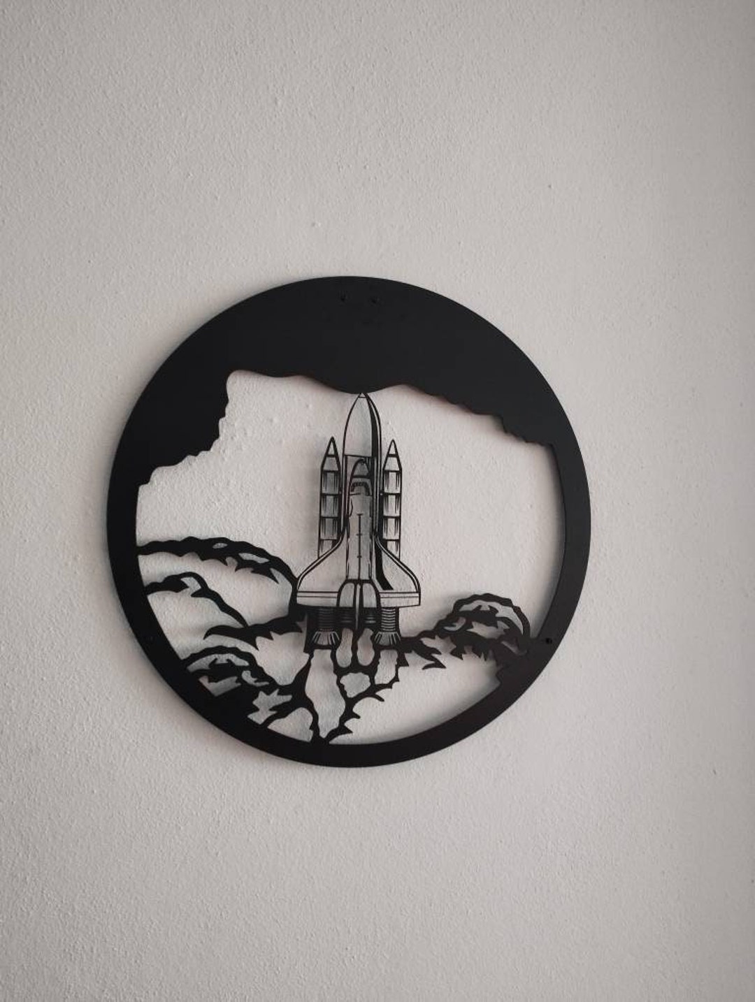 Rocket Ship Decor Rocket Launch Art Space Shuttle Metal Wall Etsy