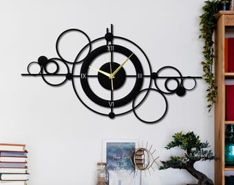 Modern Metal Wall Clock, Large Metal Wall Clock, Unique Home Clock, Oversize Silent Clock, Housewarming Gift, Minimalist Metal Wall Clock