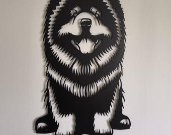 Chow Chow Metal Wall Art - Cute Dog Portrait - Unique Gift for Dog Lovers - Modern Home & Office Decoration - Garden Dog Metal Wall Decor