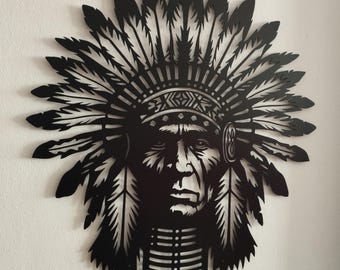 Big Chief Metal Wall Decor, War Eagle Wall Metal Sign, Red Indian Sign, North America Wall Decor, Native Americans Decor, Western Decor