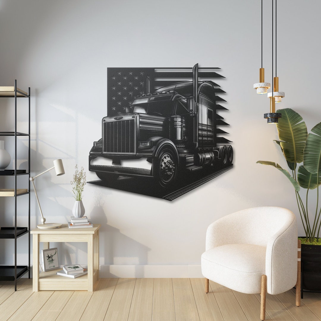 American Truck Metal Wall Decor, Semi Truck Metal Wall Art