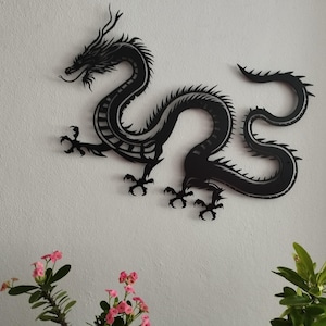 Minimal Dragon Metal Wall Art, Chinese Dragon Metal Wall Decor, Dragon Wall Decor, Dragon Lover Gifts, Large Dragon Wall Decor