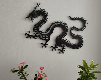 Minimal Dragon Metal Wall Art, Chinese Dragon Metal Wall Decor, Dragon Wall Decor, Dragon Lover Gifts, Large Dragon Wall Decor