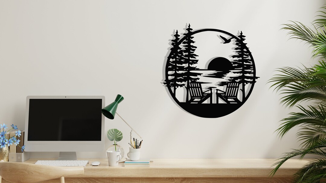 Beach Themed Metal Wall Decorpine Tree Sunset Metal Wall Etsy