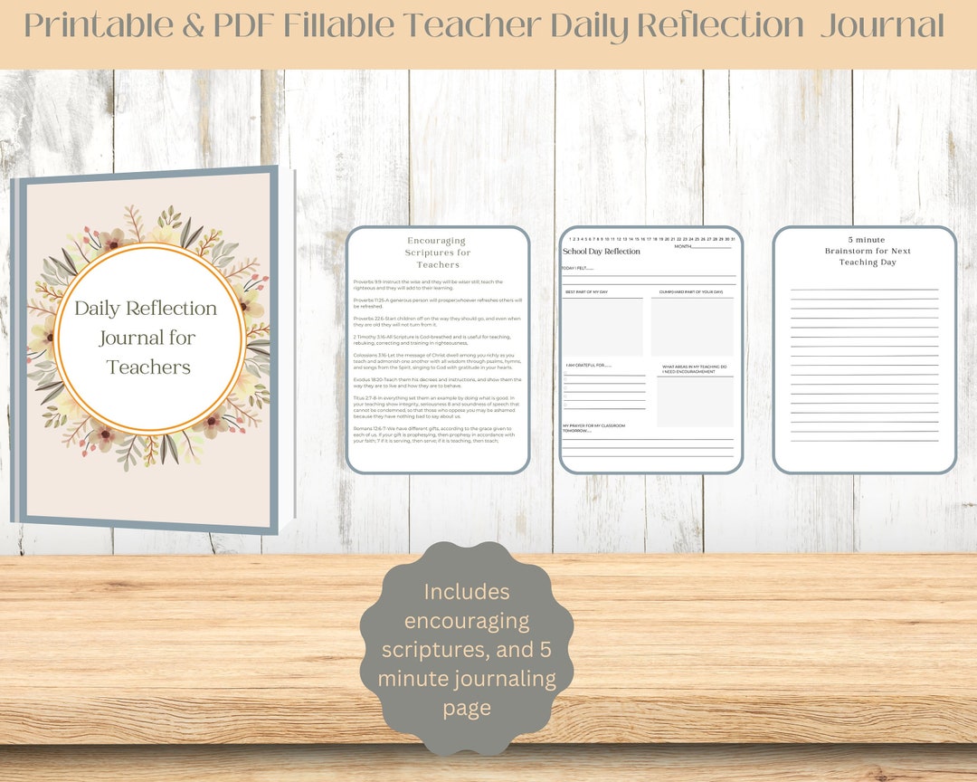Daily Reflection Journal for Teachers - Etsy