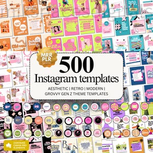 500+ Instagram Template Social Media Template Instagram Marketing Mega Bundle for MRR PLR Resell Rights Canva Templates Instagram Canva Post