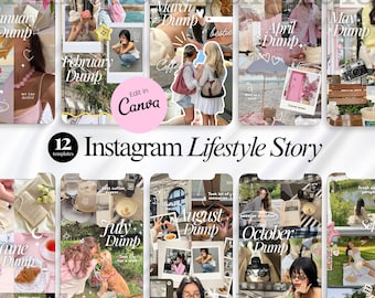 Instagram Story Templates Lifestyle Scrapbook IG Story Influencer Instagram Photo Dump Stories Templates Stories Scrapbook Style Instagram