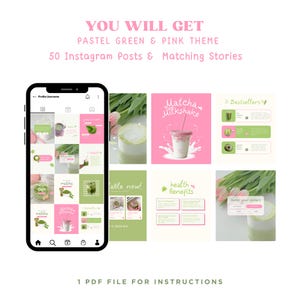 Matcha Pink Coffee Instagram Templates Social Media Template Cafe Business Coffee Shop Template Milkshake Cafe Social Matcha Instagram Posts Etsy