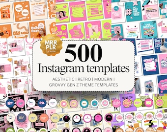 500+ Instagram Template Social Media Template Instagram Marketing Mega Bundle for MRR PLR Resell Rights Canva Templates Instagram Canva Post