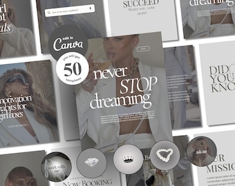 Girl Boss Canva Instagram Templates: Minimalist Gray Theme (Digital Download)