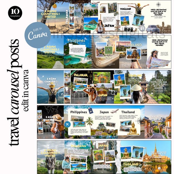 Travel Carousel Instagram Post Carousel Travel Lifestyle Posts Travel Agent Social Media Digital Scrapbook Carousel Instagram Storytelling