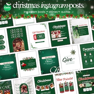 Christmas Instagram Templates Holiday Social Media Templates Advent Calendar IG Templates Canva Xmas Instagram Marketing Posts Templates
