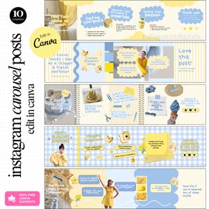 Carousel Templates Instagram Carousel Seamless IG Carousel Canva Templates Social Media Templates Butter Yellow Post Blue Carousel Template