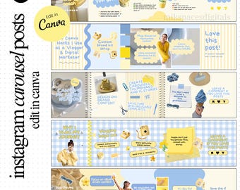 Carousel Templates Instagram Carousel Seamless IG Carousel Canva Templates Social Media Templates Butter Yellow Post Blue Carousel Template