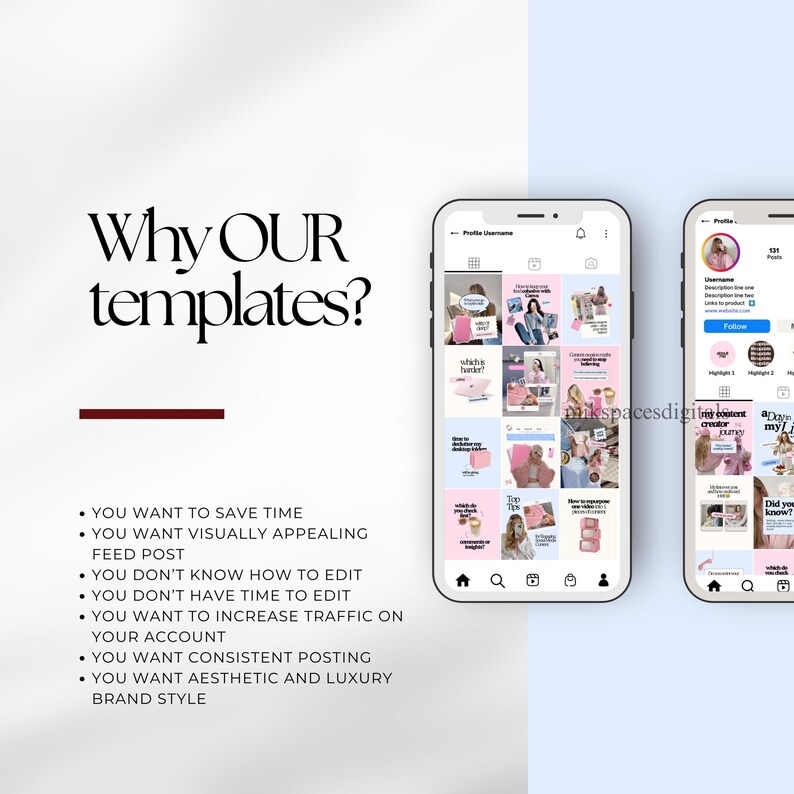 Instagram Template Social Media Templates Pink Instagramable Template canva template instagram bundle templates instagram plantillas sociales digital marketer digital marketeer content creation content cration content creating aes thetics Social Media Manager Instagram Templates SMM Posts and Stories Instagram Marketing Digital Marketer Social Canva Templates Blue & Pink Theme Etsy