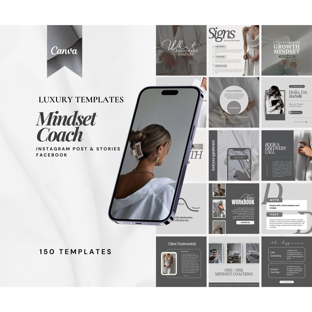 150 Mindset Coaching Instagram Templates Mindfulness Social Media Post ...