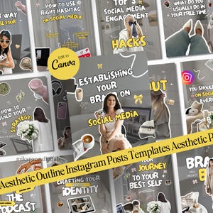 Modelli estetici di Instagram Modelli di post di Instagram Outline Modelli di Instagram Canva Modello di post di copertina di carosello di Instagram animato con GIF