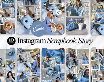 Plantillas para historias de Instagram, plantillas para álbumes de recortes de historias de Instagram, plantillas para portadas de Reels para Instagram, plantillas para portadas de mini vlogs con narración de historias
