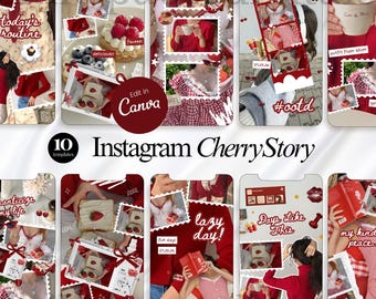 Mall för Instagram-storier Daglig miniatyrbild av vloggstorier Mallar för Instagram-storier Storytelling Instagram-story i röd körsbärsstil