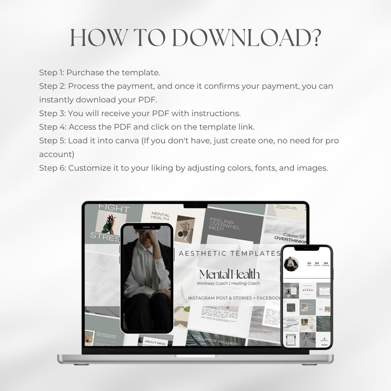 Mental Health Instagram Templates: Wellness Coach Social Media (canva ...