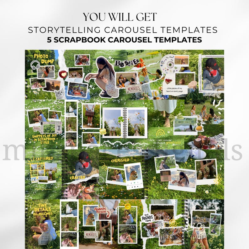 Scrapbook Templates Carousel Templates Seamless Carousel Digital Scrapbook Storytelling Templates Instagram Carousel Templates Photo Dump IG Scrapbook instagram scrapbooking instagram digital scrapbook instagram post template scrapbook Etsy