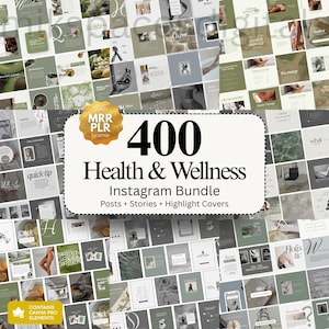 Meer dan 400 Instagram-templates voor gezondheid en welzijn Sociale media-templates Instagram-bundel voor gezondheid en welzijn Instagram-pakket voor wellnessmarketing
