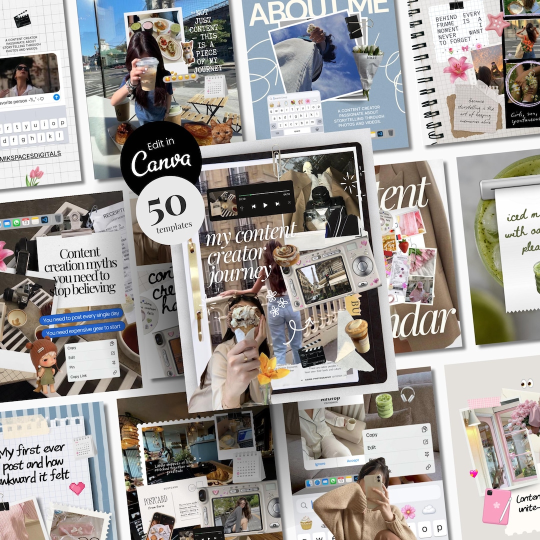 Instagram Photo Dump Posts Templates Content Creator Canva Scrapbooking