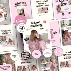 Inhalt Ersteller Instagram Template Social Media Template Pink Digital Marketer Posts Instagram Pink Girl Aesthetic Post That Girl Template