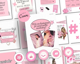 Pastellrosa Instagram-mallar: Canva-inlägg och berättelser för sociala medier (digital nedladdning)