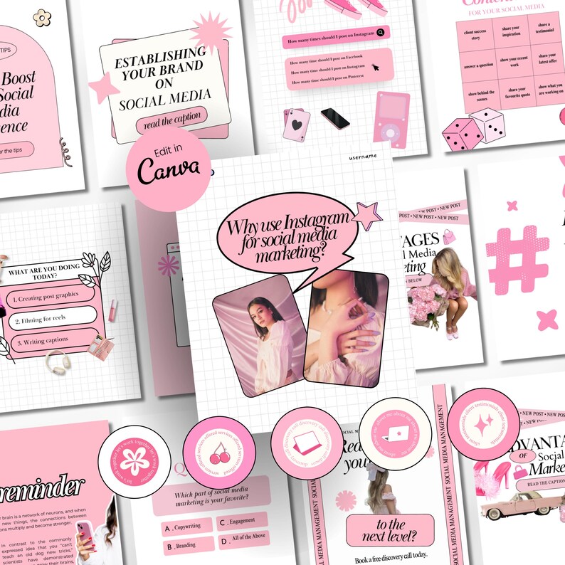 Pastel Pink Instagram Templates: Canva Social Media Posts & Stories ...