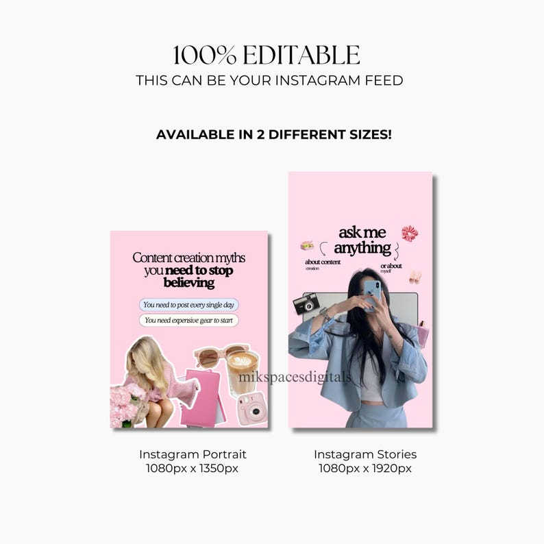 Instagram Template Social Media Templates Pink Instagramable Template canva template instagram bundle templates instagram plantillas sociales digital marketer digital marketeer content creation content cration content creating aes thetics Social Media Manager Instagram Templates SMM Posts and Stories Instagram Marketing Digital Marketer Social Canva Templates Blue & Pink Theme Etsy