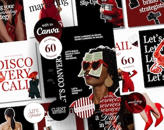 Marketing Agency Instagram Templates Social Media Templates Digital Marketing Instagram Posts and Stories Modern Deep Red Canva Instagram