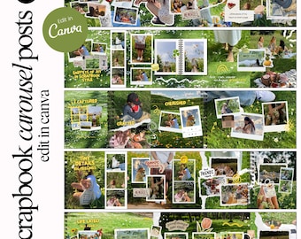 Scrapbook-mallar Karusellmallar Sömlös karusell Digitala scrapbook-berättandemallar Instagram-karusellmallar Fotodump IG